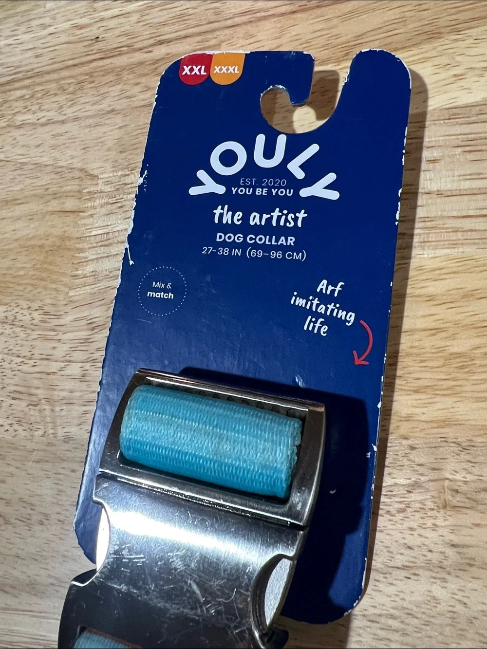 NWT Youly the Artist Blue Striped Dog Collar XXL-XXXL 27-38” neck z98